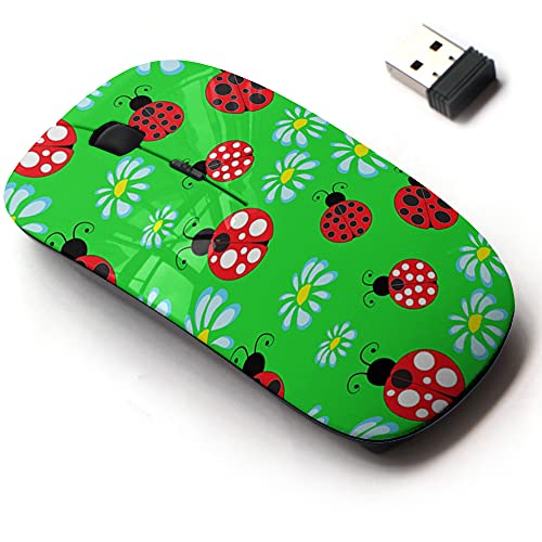 Wireless Mouse: 2.4G Ladybug Pattern Design – Front View