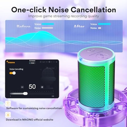 MAONO Gaming Microphone: MAONO DGM20 Purple USB Condenser – Side View