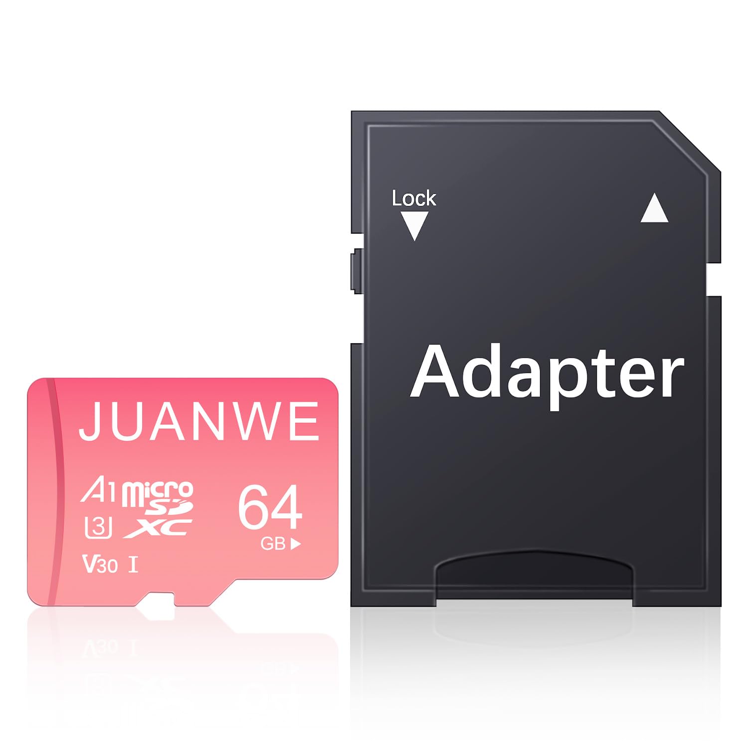 JUANWE 64GB Micro SD Card microSDXC 64GB Memory Card, Nintendo-Switch Compatible Memory Card, UHS-I C10 U3 V30 4K UHD Video A1 TF Card with Adapter (Pink)