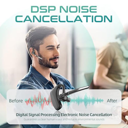 Work Bluetooth Headset: Wireless Earpiece with 450mAh – Side View