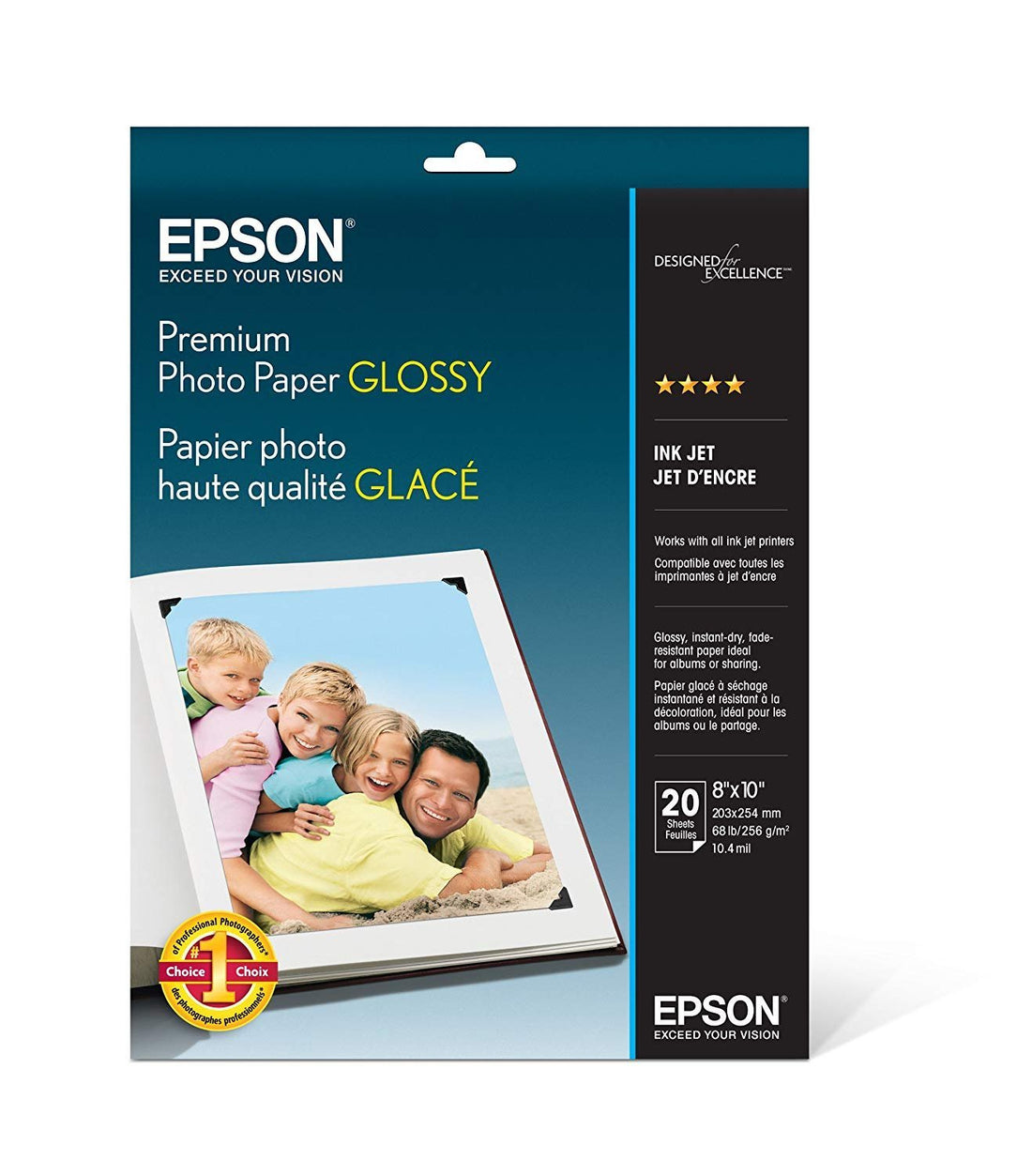 Epson Premium Photo Paper Glossy (8x10 Inches, 20 Sheets) (S041465)