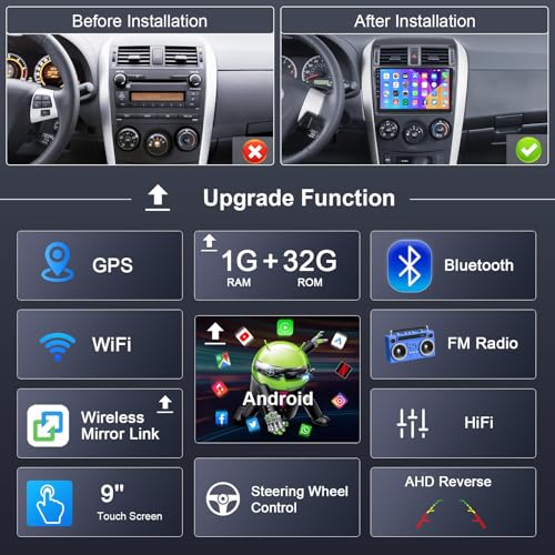9 Inch Car Radio for Toyota Corolla 2009-2013 – Back View