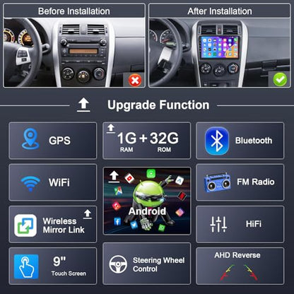 9 Inch Car Radio for Toyota Corolla 2009-2013 – Back View