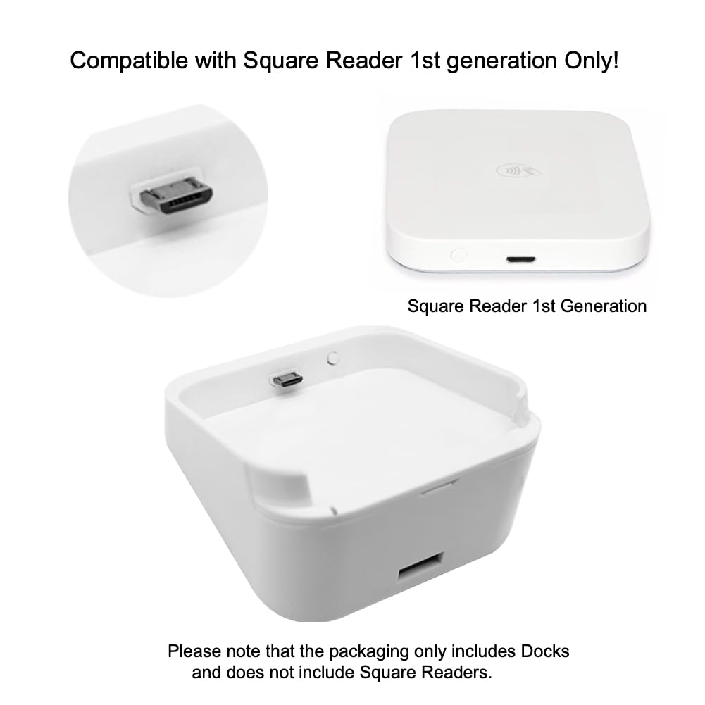 Dock Compatible with Square Reader 1st Generation. White. by AweGo