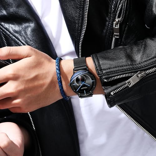 Men's Sollen Automatic Watch: Sollen Black Minimalist 3ATM – Side View