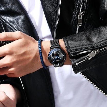 Men's Sollen Automatic Watch: Sollen Black Minimalist 3ATM – Side View