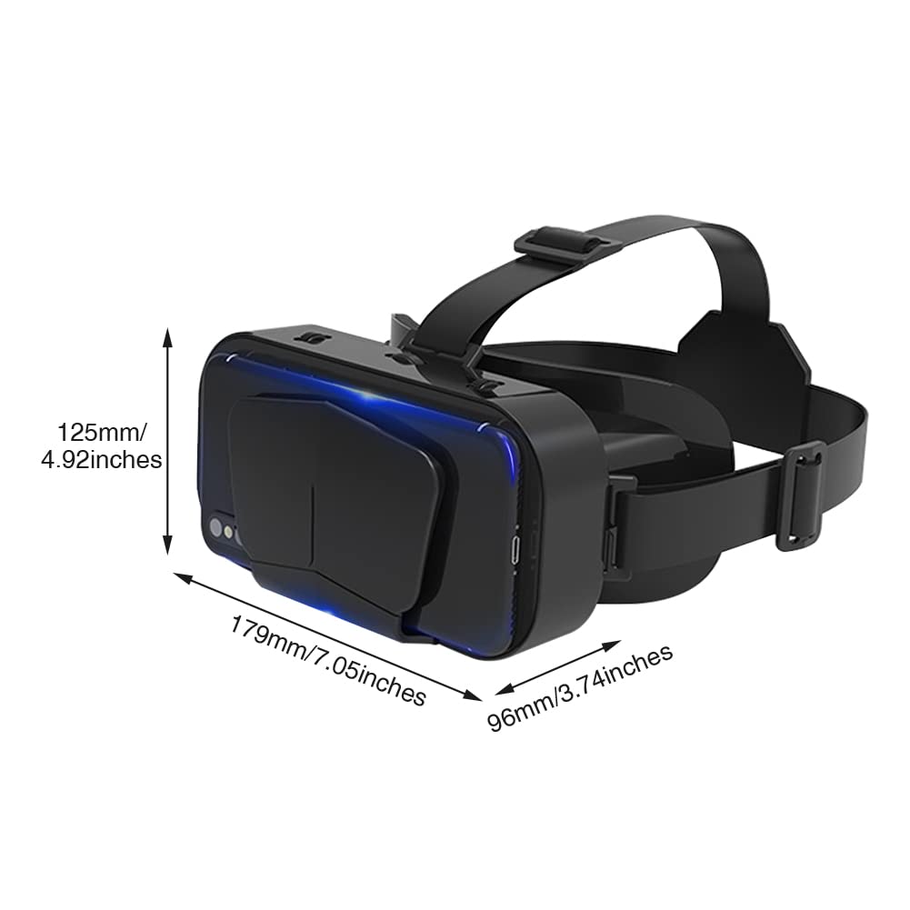 Xiaokeis Virtual Reality VR Headset 3D Glasses, VR Headset Support 4.7-7 Inch Version Virtual Reality Glasses Stereo Headphones 3D Glasses, VR Glasses for TV, Movies, Video Games(Black)