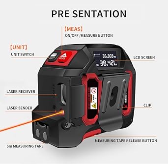 SPARKEY 2-in-1 Laser Tape Measure, 130ft Laser/16ft Measuring Tape, USB Rechargeable, Class II - Area/Volume, Ft/Inch/Fit+Inch/M-Distance Meter, Dual Measuring Tool w/Magnetic & Auto Lock Hook