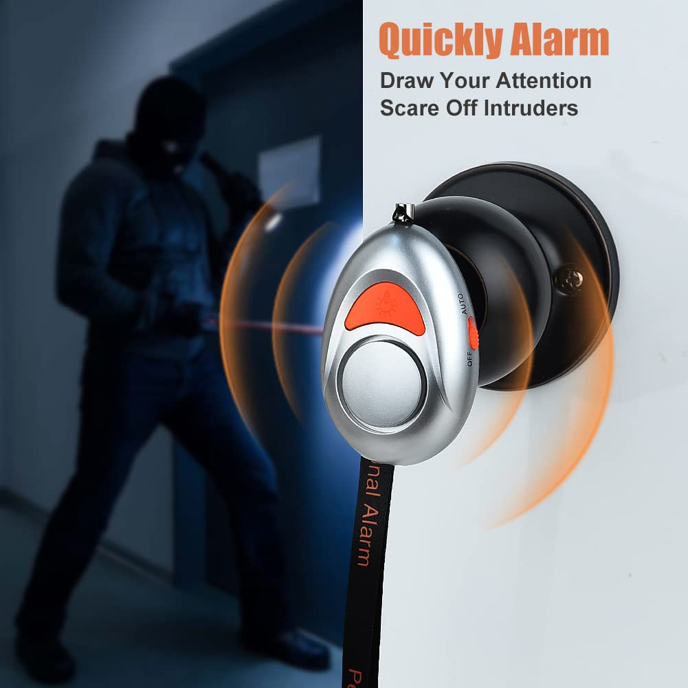 MOSECYOU Door Handle Alarm, Handy Size Door Alarm Sensor for Home/Travel Security, Personal Portable Alarm, 125dB, Silver (1 Pack)