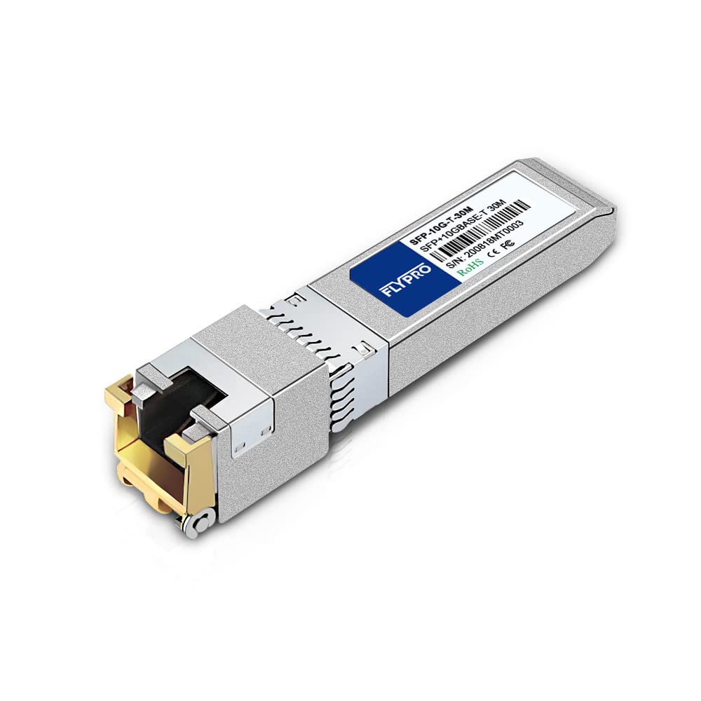 FLYPROFiber 10GBase-T Transceiver, SFP+ to RJ45 10Gb Ethernet Copper Module for MikroTik S+RJ10, CAT6A/CAT7, 100FT(30M)