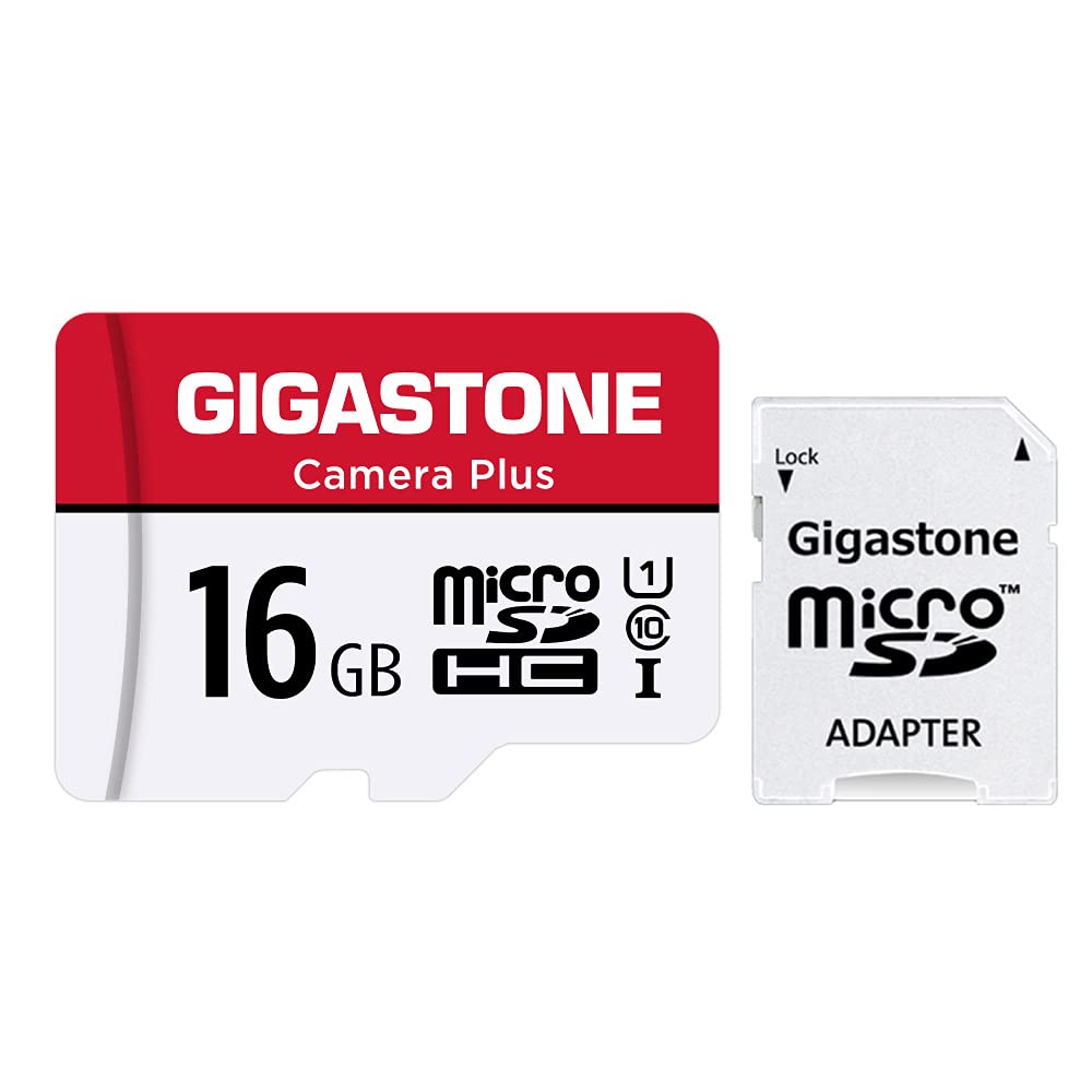 [Gigastone] 16GB 16GB Micro SD Card, Camera Plus, MicroSDHC Memory Card for Wyze Cam, Security Camera, Full HD Video Recording, UHS-I U1 Class 10, up to 85MB/s, with SD Adapter