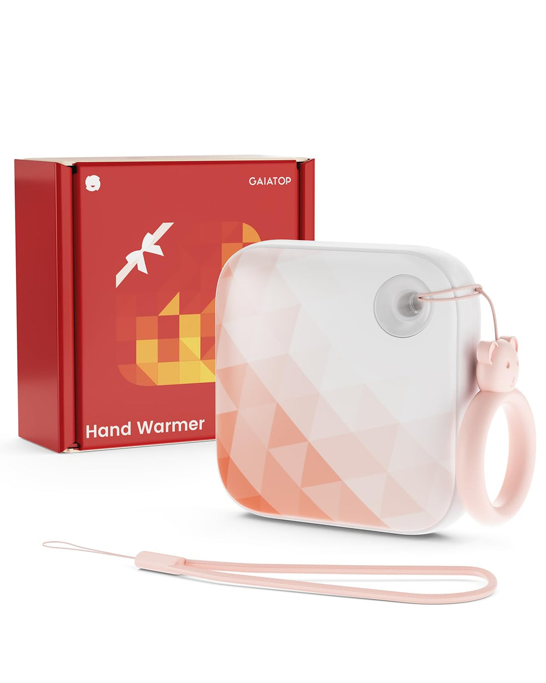 Gaiatop Hand Warmers 𝐑𝐞𝐜𝐡𝐚𝐫𝐠𝐞𝐚𝐛𝐥𝐞, Electric Hand Warmer with 𝐋𝐢𝐠𝐡𝐭 & 𝟐 𝐒𝐭𝐫𝐚𝐩𝐬, Double-Sided Warming Pocket Heater Reusable Portable Hot Hands Hand Warmers Gifts for Women Men