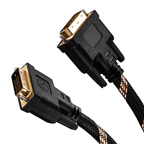 DVI to DVI Cable 25Ft: Nylon Braided DVI-D 24+1 Dual Link – Front View