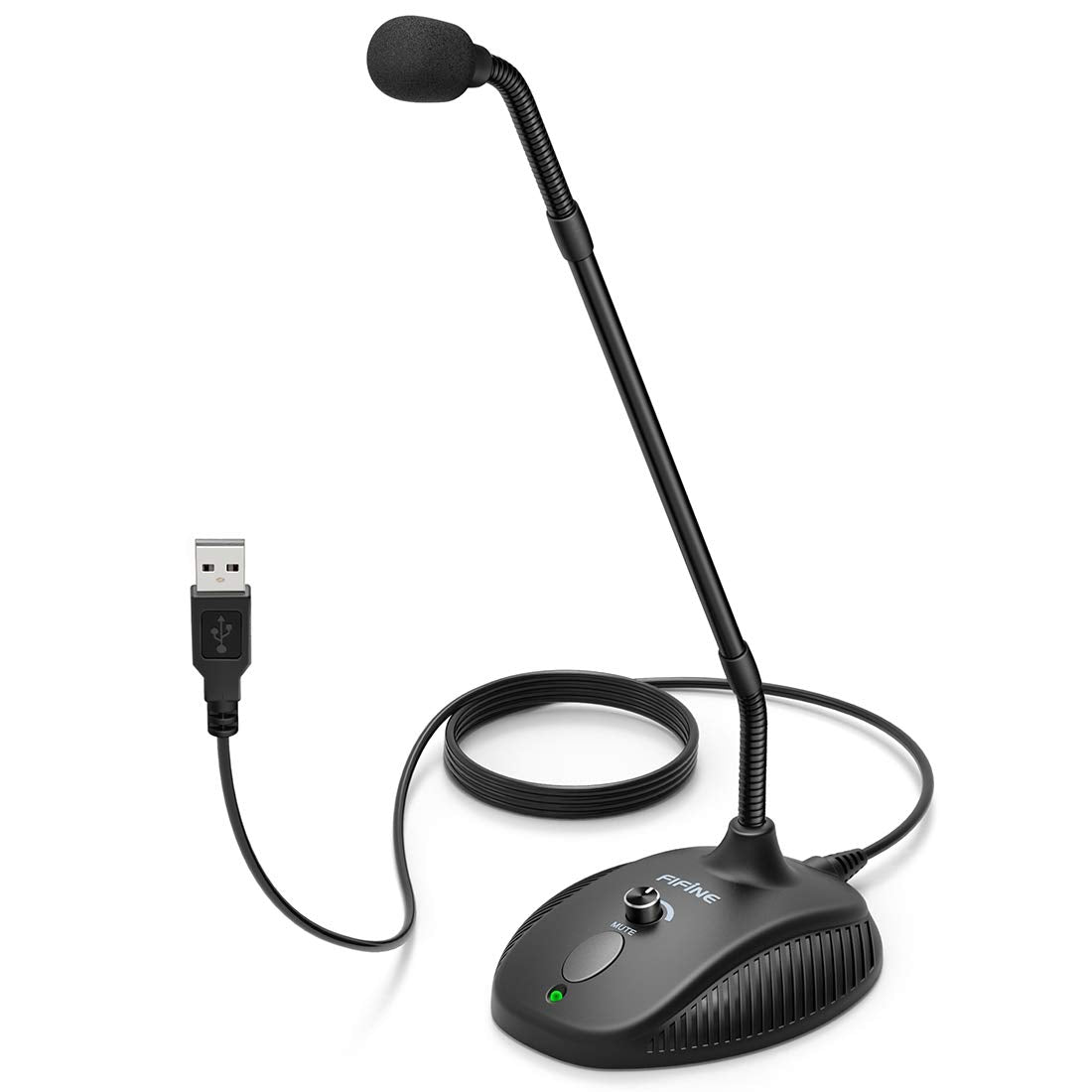 FIFINE K052 USB Desktop Gooseneck Microphone with Mute Button & LED Indicator for Windows and Mac
