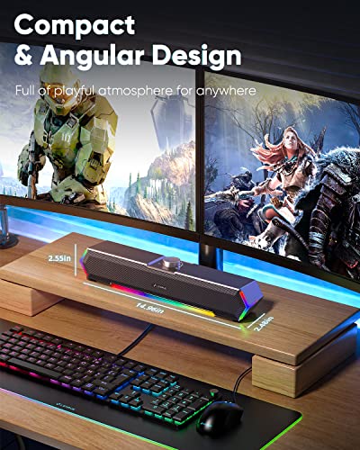 Computer Speakers: LENRUE G11 Desktop Touch Lights PC – In Use
