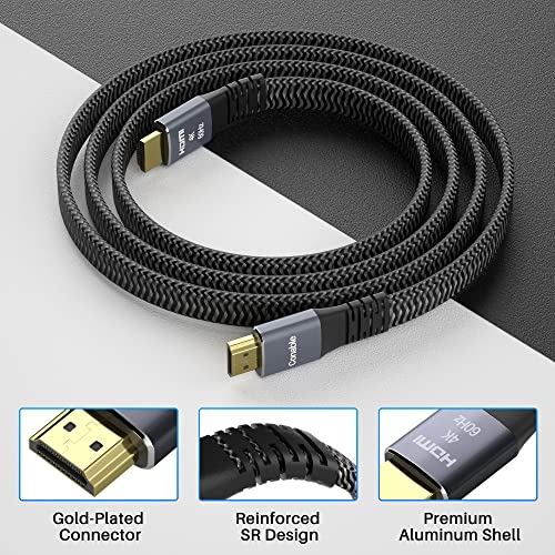 Flat HDMI Cable: 25 Feet 4K High-Speed Braided Cord – Side View