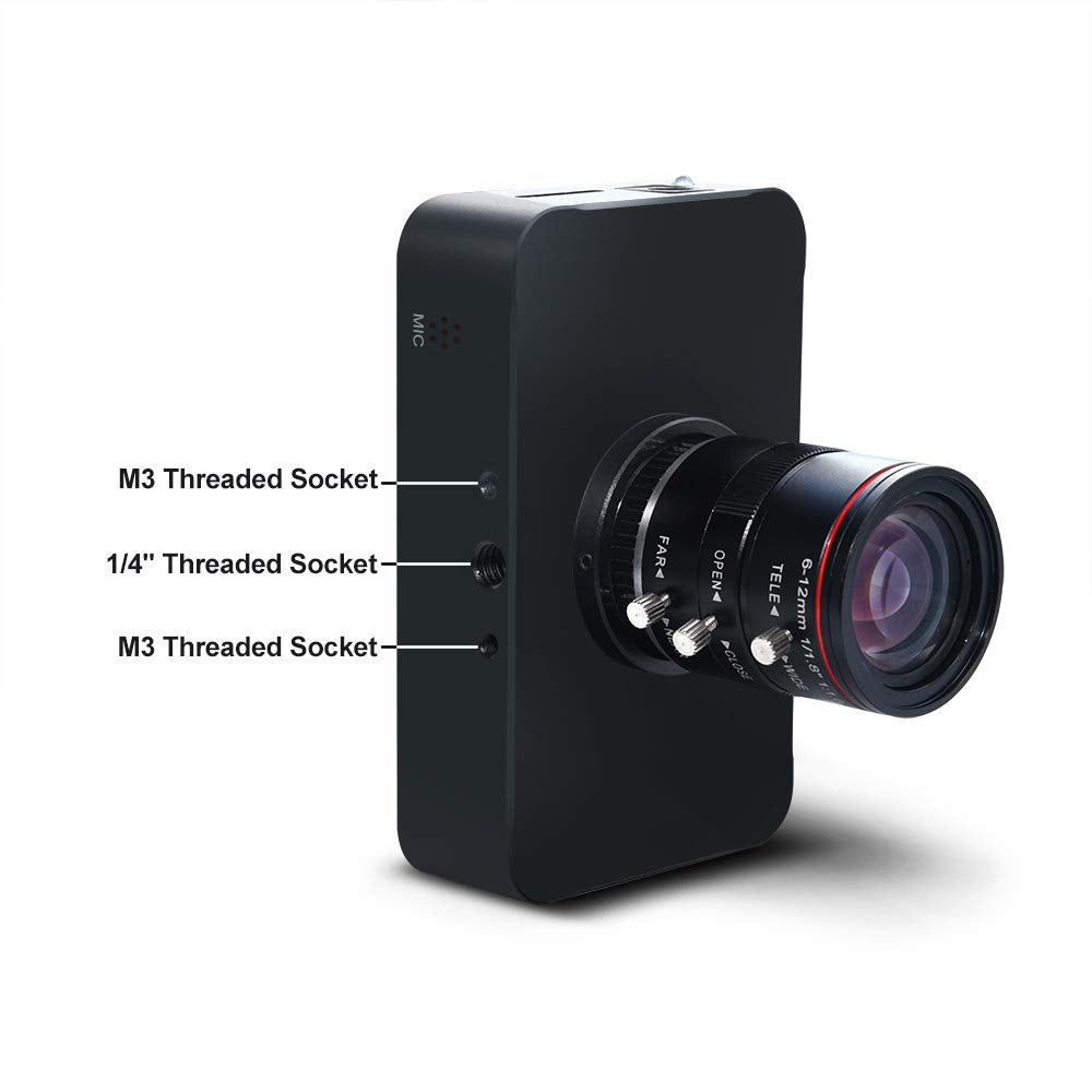 MOKOSE 12MP HDMI Camera 1080P USB HD Streaming Teaching Webcam, Recording 4K@30FPS Industry C/CS-Mount Camera with 6-12mm No Distortion Manual Zoom Lens