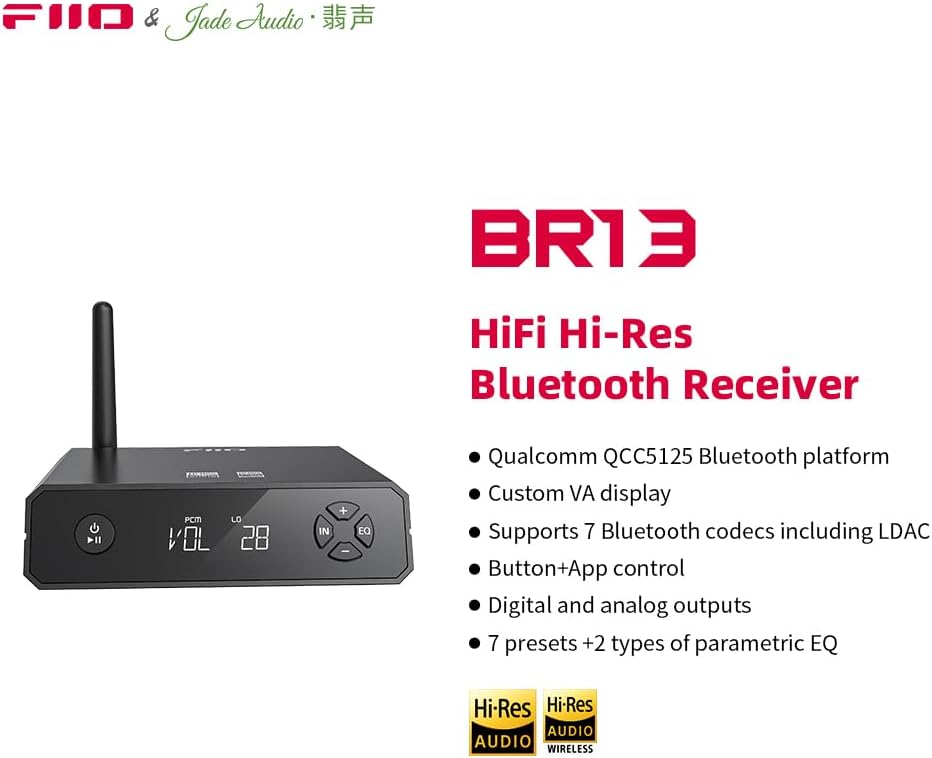FiiO BR13 HiFi Bluetooth 5.1 Music Receiver Long Range – Close-up Detail