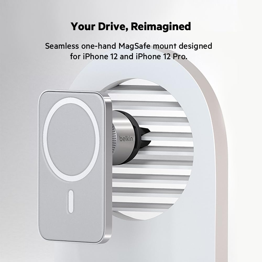 Belkin Magsafe Car Vent Mount Pro for iPhone 13, 13 Pro, 13 Pro Max, 13 Mini, iPhone 12, 12 Pro, 12 Pro Max, 12 Mini (Keeps All iPhone 13/12 Models Magnetically Mounted While You Drive)