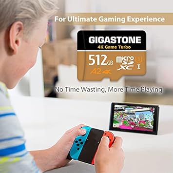 [Gigastone] 512GB Micro SD Card, 4K Game Turbo, MicroSDXC Memory Card for Nintendo-Switch, GoPro, Security Camera, DJI, Drone, UHD Video, R/W up to 100/60MB/s, UHS-I U3 A2 V30 C10