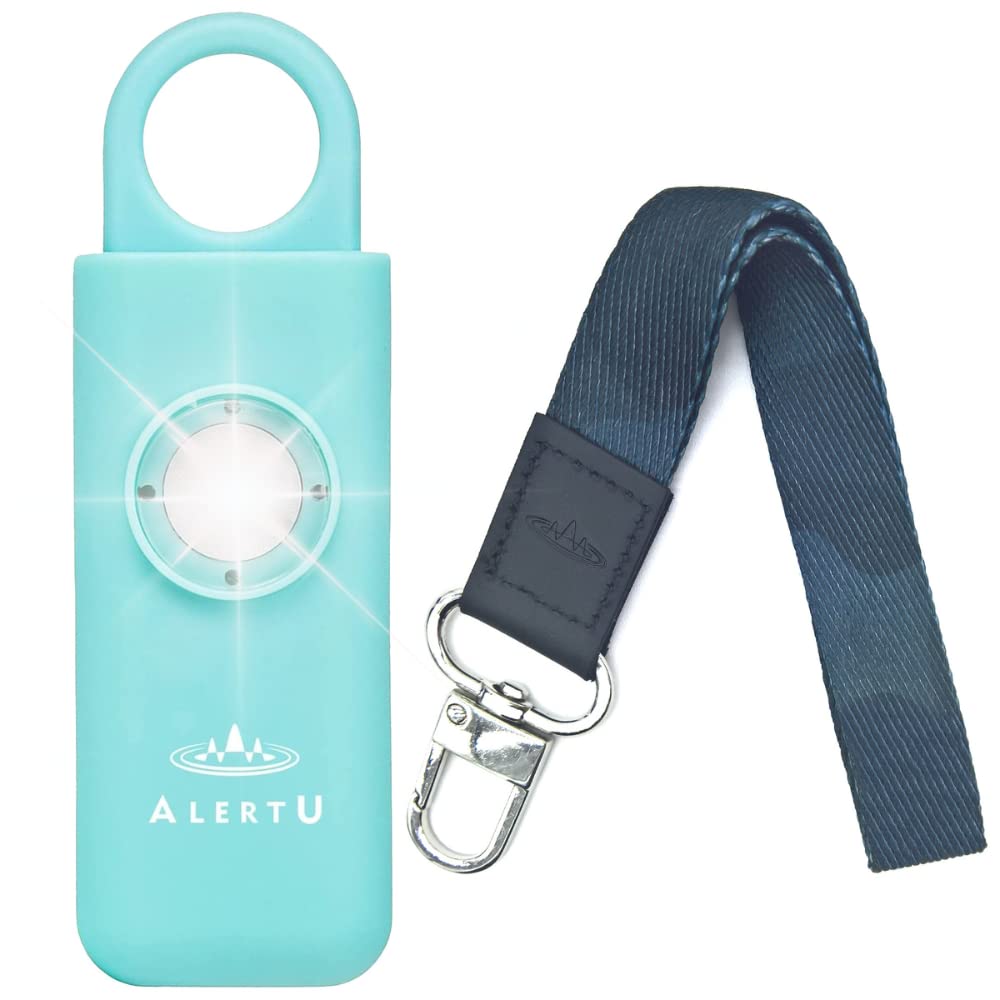 ALERTU Personal Safety Birdie Alarm with Wrist Lanyard - Police Recommended 130 dB Protection Siren, Strobe LED Light - Air Travel Approved - Pocket Size - U.S.Company (Blue-Camo)