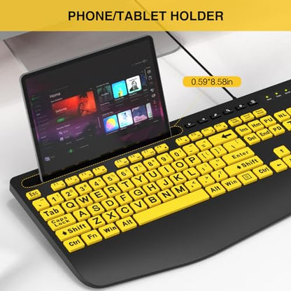 Sablute Large Print Keyboard: Wired Computer Keyboards with – In Use