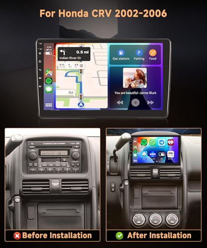 8 Core 4G+64G Android 13 Car Radio for Honda CRV 2002-2006 – Side View