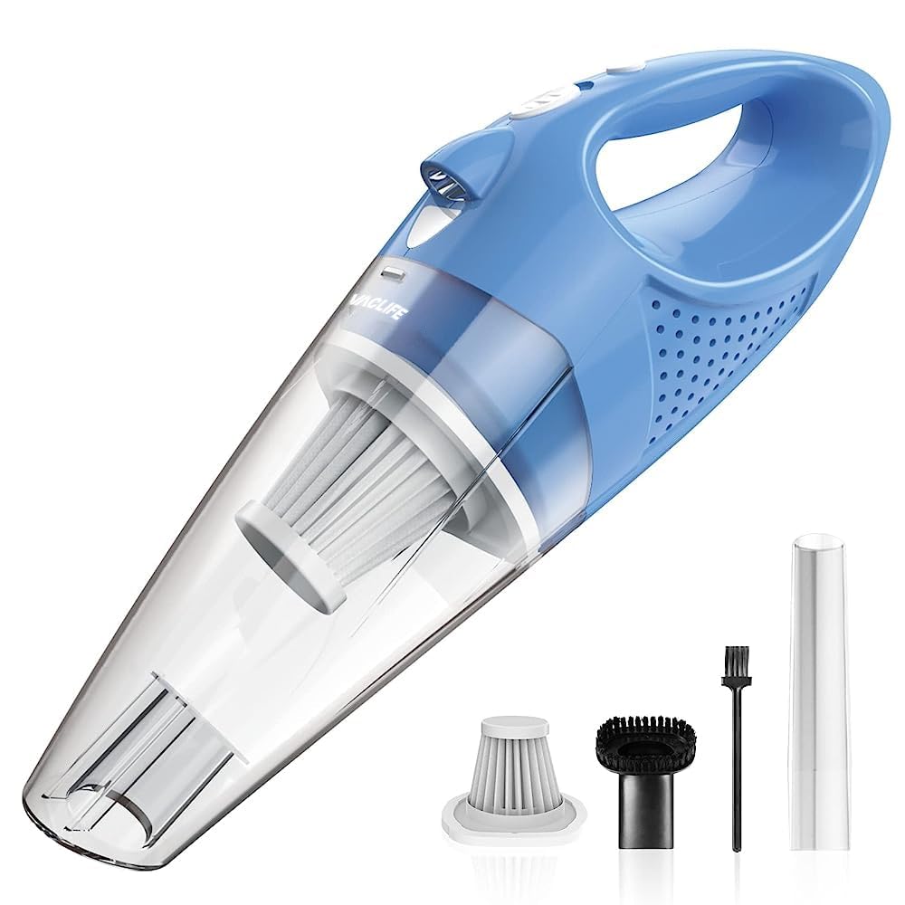 VacLife Handheld Vacuum, Car Hand Vacuum Cleaner Cordless, Mini Portable Rechargeable Vacuum Cleaner with 2 Filters, Light Blue (VL189)