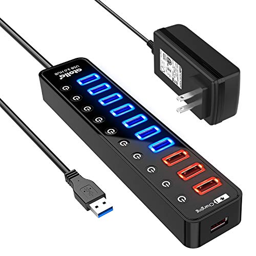Hub Data: Atolla Powered USB 3.0 Hub 11-Port Data Hub with – Front View