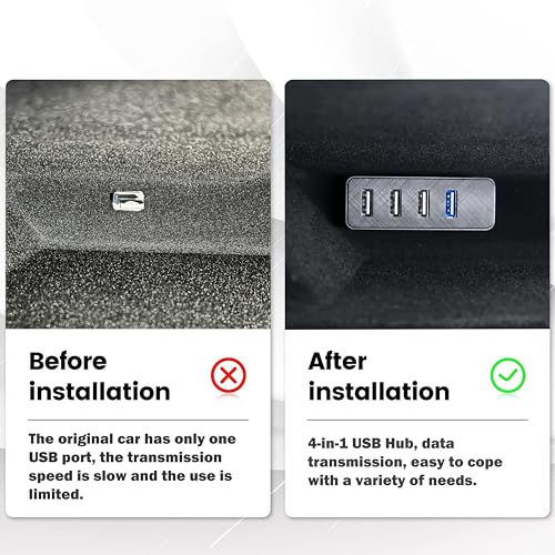 Leiakendi Glove Box USB Hub: Tesla 2024-2025 Model 3 – Close-up Detail