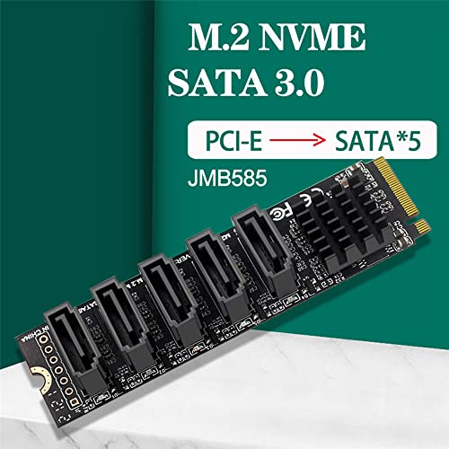 Xiwai NGFF NVME M-Key PCI Express to SATA 3.0 6Gbps 5 Ports – Side View