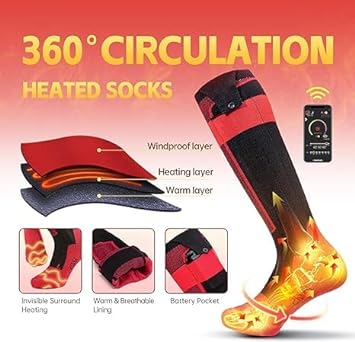 Heated Socks, Rechargeable 5000mah Battery Heated Socks for Men Women, Upgraded Washable Electric Thermal Warming Socks, Bluetooth App Control Winter Feet Warmer for Camping Hiking Skiing OutdoorsXL
