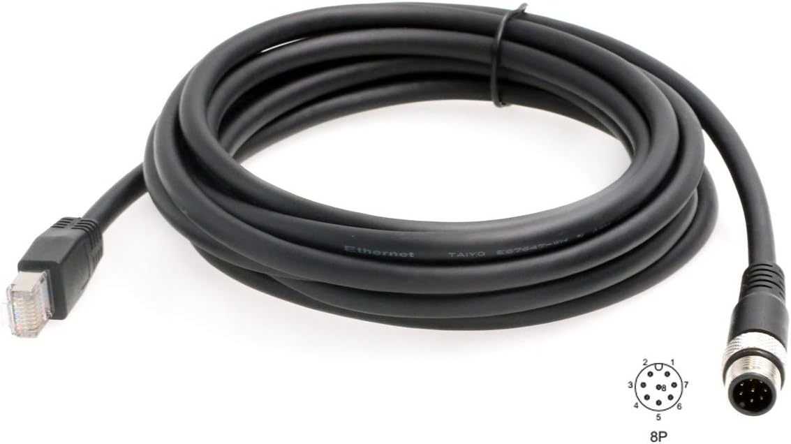 HangTon M12 Ethernet Cable for Cognex Vision Camera Barcode – Close-up Detail
