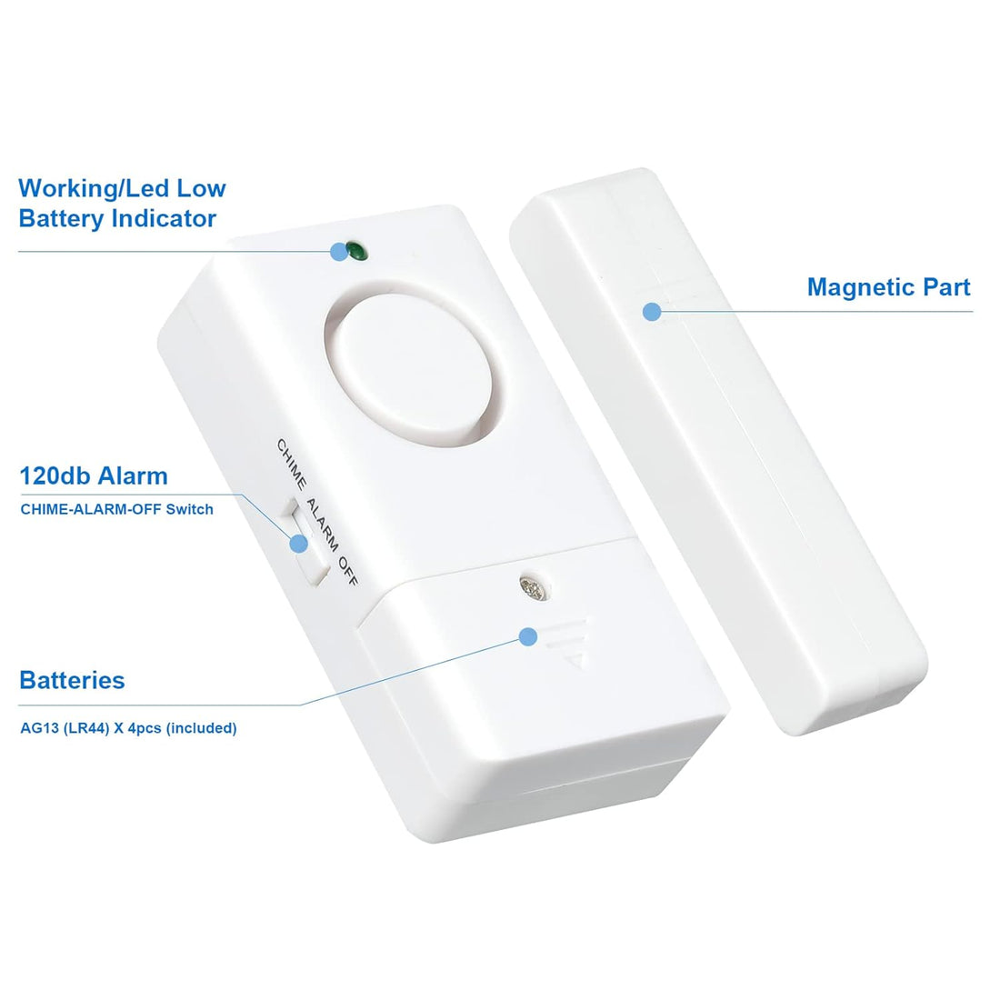Window Door Alarm for Kids Personal Home Security with Chime for Room, RV, Office, Business Safe (12Pack)