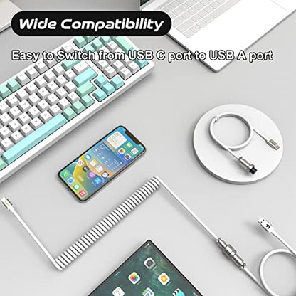 Cable Ziyou: ZIYOU LANG 2 in 1 Custom Coiled USB C to A and – Close-up Detail