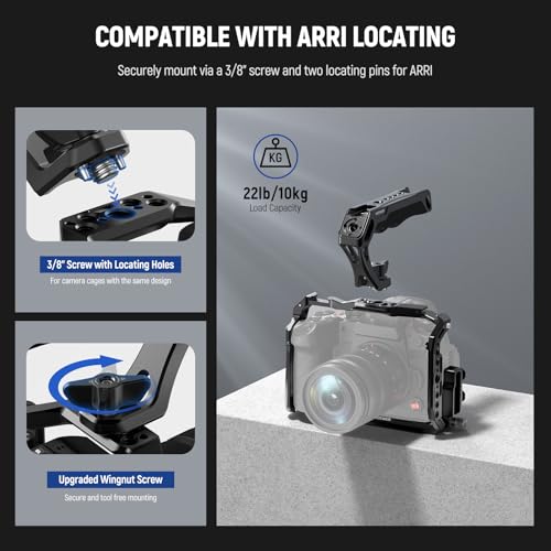 NEEWER Camera Top Handle with 3/8" Wing Screw & Locating – Close-up Detail