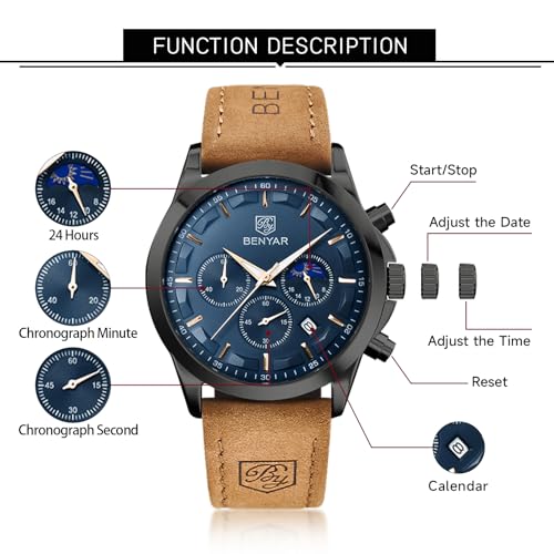 Men Watches: BY BENYAR Chronograph Waterproof Big Face – Packaging