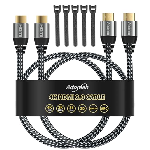 Cable Feet: 20 Feet 4K HDMI Cable 2-Pack High-Speed 18Gbps – Front View