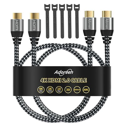 Cable Feet: 20 Feet 4K HDMI Cable 2-Pack High-Speed 18Gbps – Front View