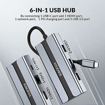 USB C Hub 9 in 1 Multiport Adapter w/Gigabit Ethernet – Side View
