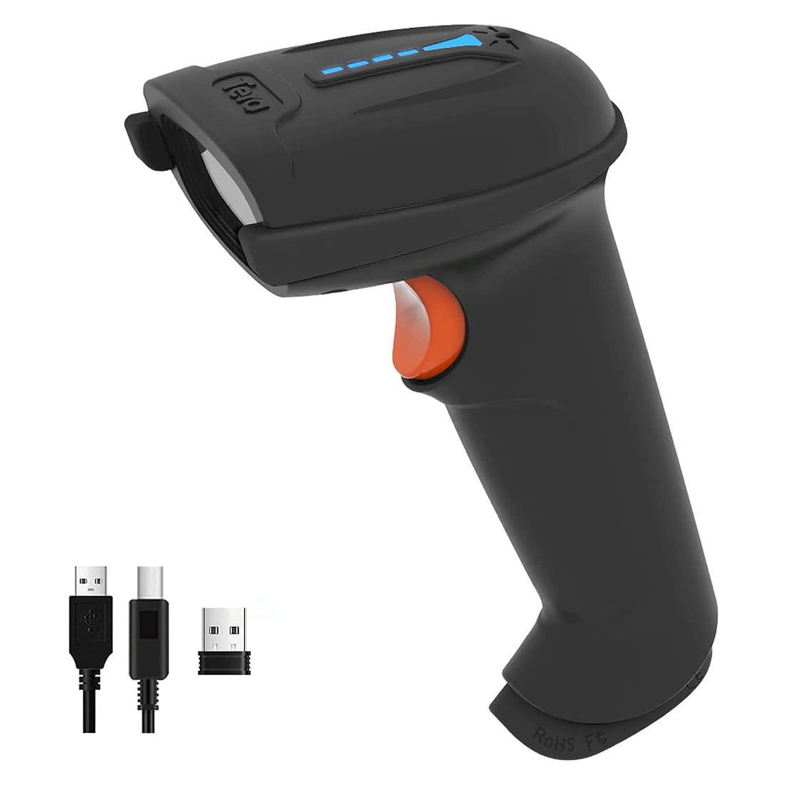 Tera Barcode Scanner Wireless Versatile 2-in-1 (2.4Ghz Wireless+USB 2.0 Wired) with Battery Level Indicator 328 Feet Transmission Distance Rechargeable 1D Laser Bar Code Reader Handheld 5100 (Black)