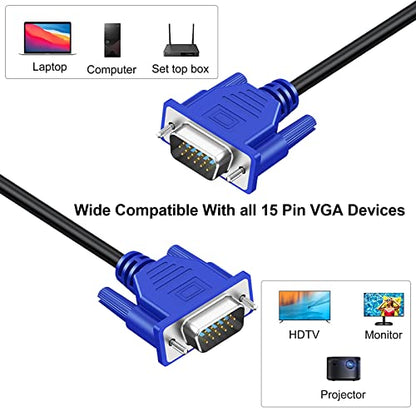 VGA Computer Cable: XiAyriky 10 Pack VGA Male to Male Cord – Side View