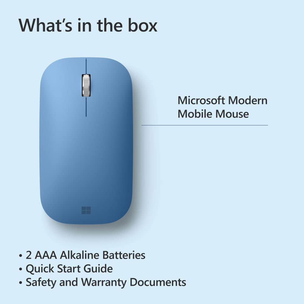 Microsoft Wireless Bluetooth Mouse (2022), Sculpted Design for Ultimate Comfort and Smooth Scrolling, up to 1 Year of Battery Life, 2.4G Range, Sapphire Color