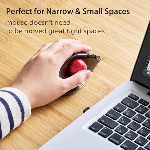 ELECOM EX-G Left Handed Ergonomic Trackball Mouse – Back View