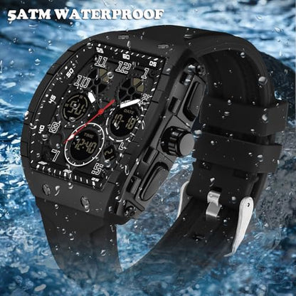 Mens Watches: Black Reloj para Hombre Unique Rectangle – Packaging