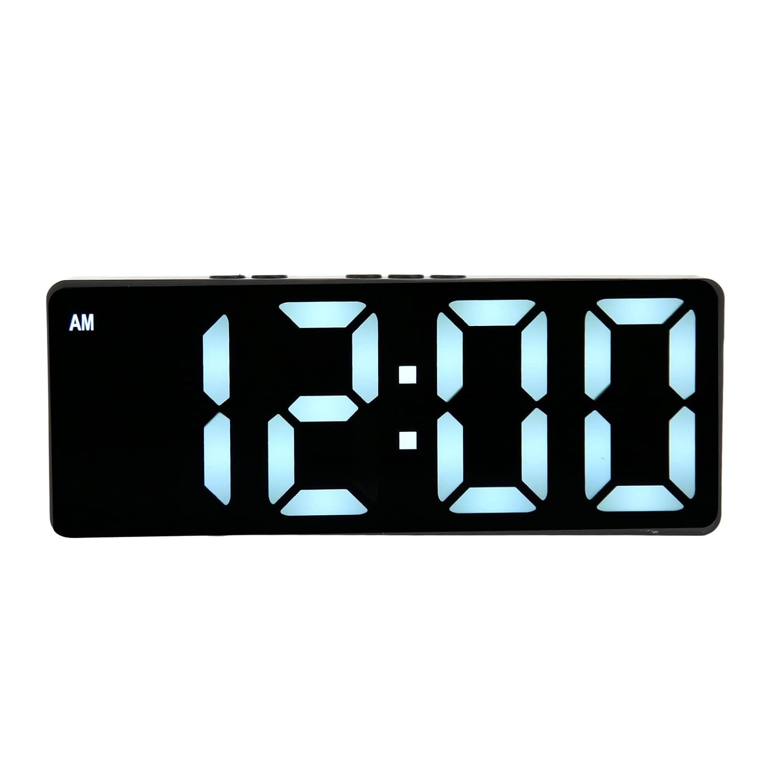 Digital Alarm Clock, 2 Alarms Loud LED Big Display Mirror Clock with Temperature Display, USB Electronic Desk Snooze Clock for Bedroom Bedside