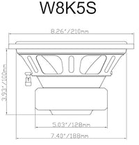 Rockville W8K5S4 800 Watt, 200 Watt RMS Subwoofer