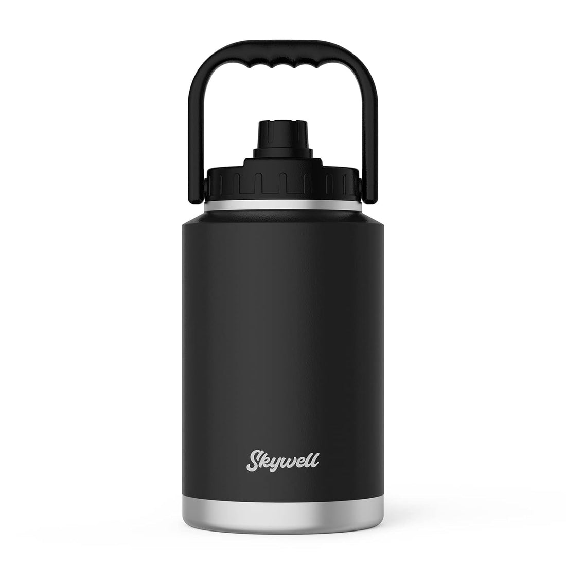 Skywell Insulated Water Bottle 1 Gallon Stainless Steel Water Bottle with Handle and Wide Mouth Water Flask Sweat-Proof and Leak-Proof 128oz Water Jug for Hiking Camping and Outdoors Black