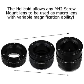 Fotodiox Lens Mount Adapter with Macro Focusing Helicoid, M42 Screw Mount Lens to Fujifilm X Camera Body (X-Mount), for Fujifilm X-Pro1, X-E1 Mirrorless Camera, Variable Magnification Helicoil