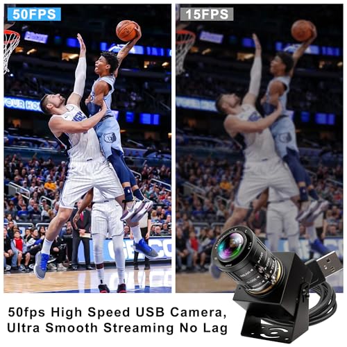 IFWATER 5MP USB Camera: Global Shutter 1944P 50fps – Side View
